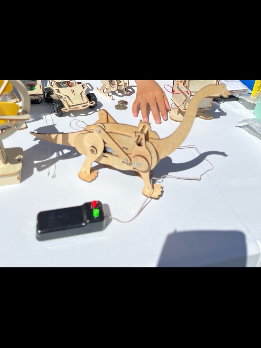 Kids Wooden Dinosaur Robotic Toy - Natural Wood